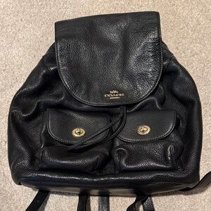 Coach Pebbled Black Leather Backpack